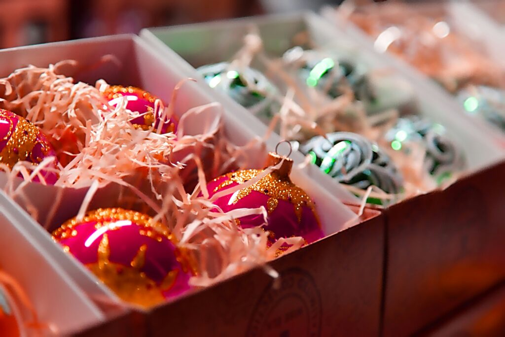 organizing Christmas decorations